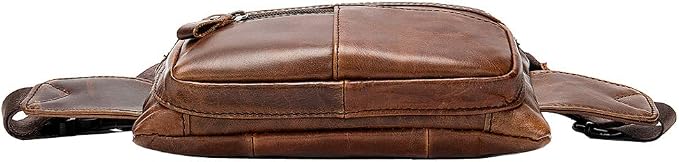 Hebetag Leather Waist Bag Fanny Pack for Men Women Travel Outdoor Sports Hiking Running Hip Bum Belt Slim Cell Phone Purse Wallet Thigh Pouch (Brown)