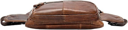 Hebetag Leather Waist Bag Fanny Pack for Men Women Travel Outdoor Sports Hiking Running Hip Bum Belt Slim Cell Phone Purse Wallet Thigh Pouch (Brown)