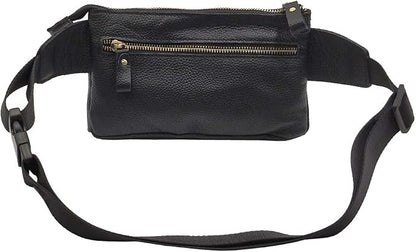 Hebetag Leather Waist Pack Fanny Bag for Men Women Outdoor Travel Sports Running Walking Hiking Hip Bum Belt Slim Cell Phone Purse Casual Waist Wallet Pouch (#02Black)