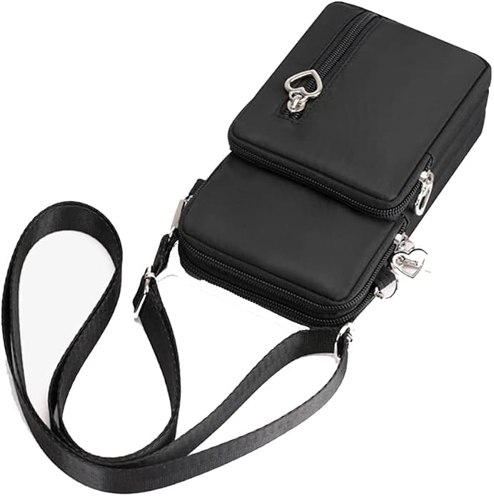 Black Color Small Phone Purse Crossbody Bag for Women for Samsung Galaxy S20 FE / S21 FE / S21 S22 Plus/Z Fold 3 / A22 A32 A20 A51 A52, Armband for Moto G Stylus Power 2020 / OnePlus 9 8 / Pixel 6
