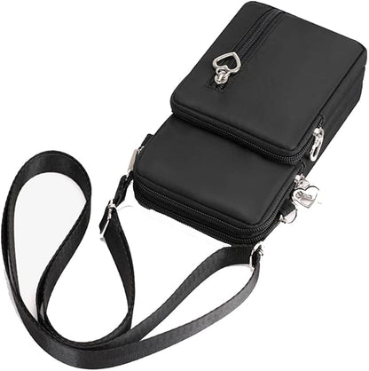 Black Color Small Phone Purse Crossbody Bag for Women for Samsung Galaxy S20 FE / S21 FE / S21 S22 Plus/Z Fold 3 / A22 A32 A20 A51 A52, Armband for Moto G Stylus Power 2020 / OnePlus 9 8 / Pixel 6