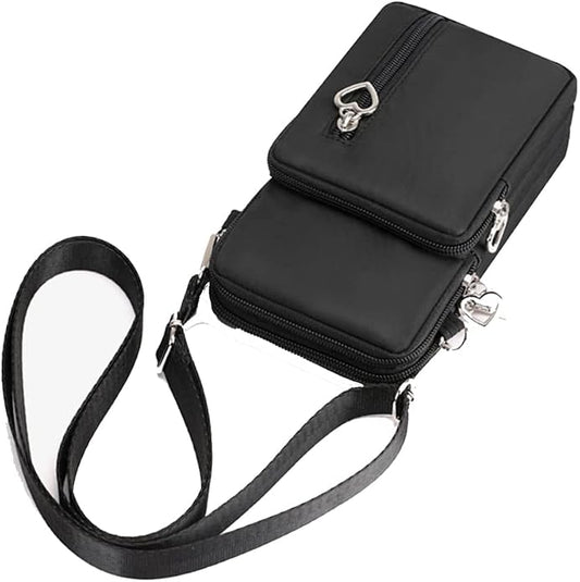 Black Color Small Phone Purse Crossbody Bag for Women for Samsung Galaxy S20 FE / S21 FE / S21 S22 Plus/Z Fold 3 / A22 A32 A20 A51 A52, Armband for Moto G Stylus Power 2020 / OnePlus 9 8 / Pixel 6