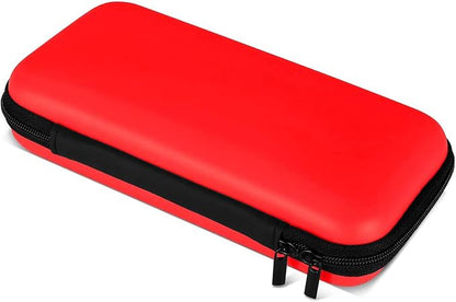 iMangoo Travel Essential Electronics Organizer Pouch Charger Case, Shockproof Dual Zipper Power Bank Cables Tech Accessories Purse, Men & Women Travel Must Have Storage Bag, 6.5x3.2x1 inch Red