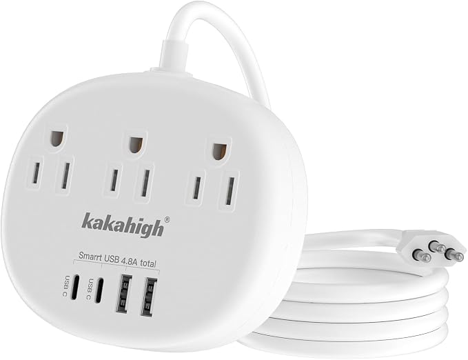 Brazil Power Adapter, Brazil Extension Cord 3FT | Outlet Adapter for Brazil with 3 American Outlets 4 USB Ports (2 USB-C) Total 24W, Type N Plug Adapter for Brazil