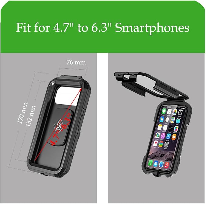 Hamdril UTV Phone Mount with Waterproof Protector, 360 Degree Adjustable Holder, Compatible with 1.5-2inch Roll Bar， SXS/Polaris RZR 900 1000 XP/Can-am for 4.0"-6.3" Cell Phone