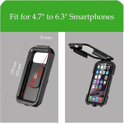 Hamdril UTV Phone Mount with Waterproof Protector, 360 Degree Adjustable Holder, Compatible with 1.5-2inch Roll Bar， SXS/Polaris RZR 900 1000 XP/Can-am for 4.0"-6.3" Cell Phone