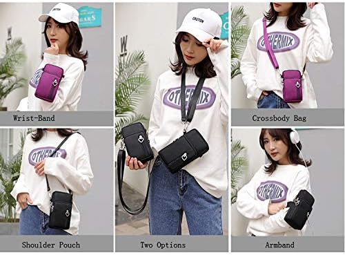 Zipper Crossbody Bag, Women Shoulder Pouch Wallet Purse Armband for iPhone 14 13 12 11 XR Samsung Galaxy S22 S21 FE Pixel 6