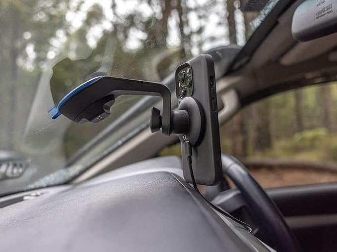 Quad Lock Suction Windshield/Dashboard Car Phone Holder for iPhone, Galaxy, Pixel Cases and Universal Adaptors