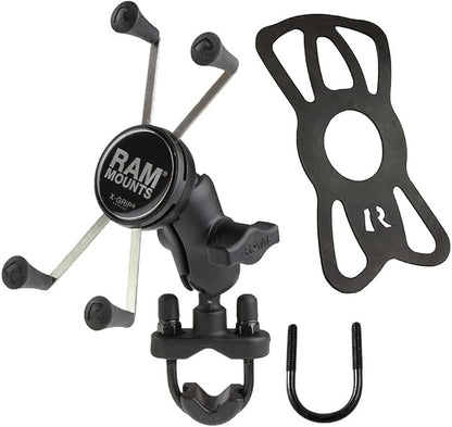 RAM Mounts X-Grip Large Phone Mount with Handlebar U-Bolt Base RAM-B-149Z-A-UN10U with Short Arm for Motorcycle, ATV/UTV, Bike