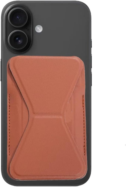 for MagSafe Wallet RFID Blocking, 2 Card Holder, Stand Strong Magnetic Grip, Slim Leather Phone Wallet, Compatible with iPhone 17/16/15/14/13/12 Series (Brown Small Support)