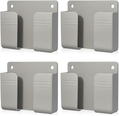 Wall Phone Holder 4 Pack, Adhesive Wall Mount Phone Holder, No Drill Cell Phone Holder for Bedside, Bathroom & Kitchen, Universal Mobile Holder for iPhone & Android, Strong Adhesive