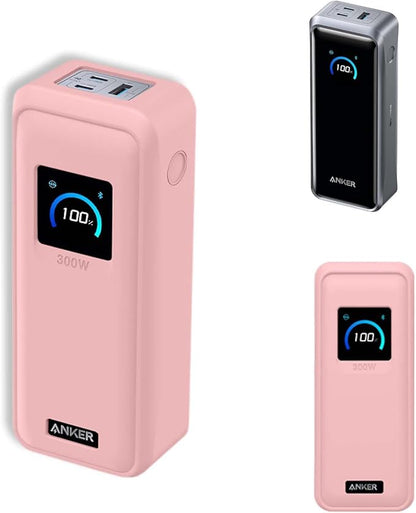 Case for Anker Prime Power Bank(26,250mAh 300W),NOUKAJU Silicone Protective Case,Drop-Proof,Scratch-Proof,Shock-Proof,Dust-Proof,Protective Cover for Anker Prime 26,250mAh Power Bank 300W(Pink)