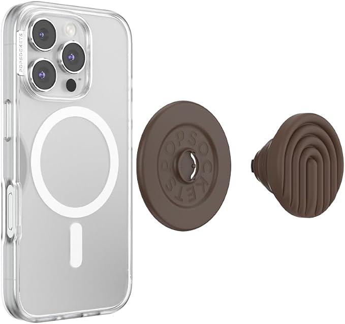 PopSockets Phone Grip for MagSafe, Magnetic Holder, Phone Stand, Brown - Curves Cocoa