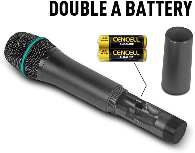 Debra Audio Pro UHF 4 Channel Wireless Microphone System with Cordless Handheld Lavalier Headset Mics, Metal Receiver, Ideal for Karaoke Church Party (with 2 Handheld & 2 Bodypack (A))