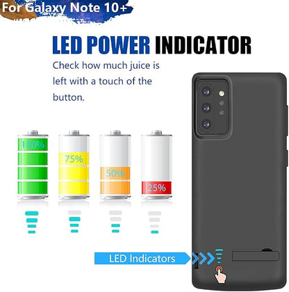 Sitong Battery Case for Samsung Galaxy Note 10+ Plus 5G, 6000mAh Rechargeable Extended Battery Charging Charger Case, Add 100% Extra Juice Black