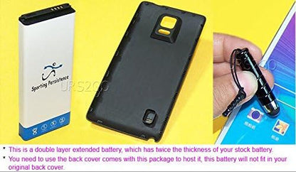 [Galaxy Note 4 Extended Battery] 11900mAh Extended Double Layer Battery Thicker Hard Black Cover Stylus Compatible with Samsung Galaxy Note 4 SM-N910P Phone