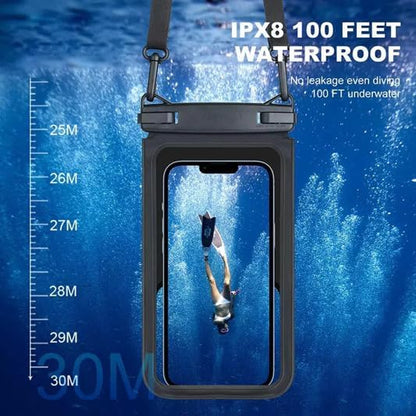 Waterproof Phone Pouch with Floating Strap – Universal Case for iPhone & Samsung – Fits up to 7” Phones – Clear PVC – 2 Pocket Design – Beach, Swim, Kayak Use