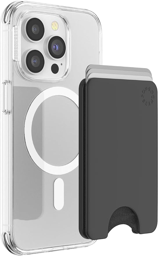 PopSockets Phone Wallet for MagSafe, Phone Card Holder without Grip, Black - Black