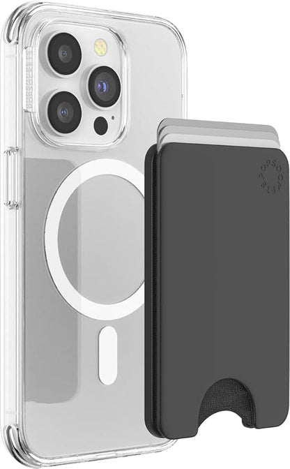 PopSockets Phone Wallet for MagSafe, Phone Card Holder without Grip, Black - Black