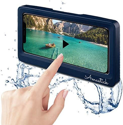 Splash Proof Smartphone Holder - Shower/Bathroom/Kitchen/Outdoor, Smartphone/Phone/Cellphone, Holder/Mount/Case, Water Resistant, Splash Proof (Blue)