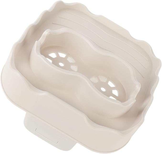 Tiiyee Hot Tub Table Tray, Inflatable Spa Drink Holder Snacks Tray Nonslip Caddy Holds 2 Drinks Adjustable Width for Outdoor Pool Hotub All Weather Aboveground Bathtub with Drain Holes(Beige)