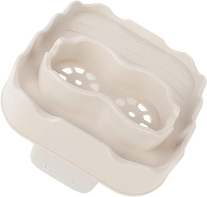 Tiiyee Hot Tub Table Tray, Inflatable Spa Drink Holder Snacks Tray Nonslip Caddy Holds 2 Drinks Adjustable Width for Outdoor Pool Hotub All Weather Aboveground Bathtub with Drain Holes(Beige)