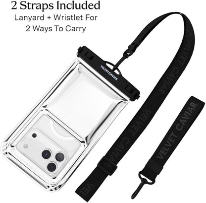 VELVET CAVIAR Waterproof Phone Pouch with Lanyard | IP68 Floating Case for iPhone & All Phones | Dry Bag for Snorkeling, Beach, Kayaking | Travel & Cruise Essentials for Women (Silver Holo)