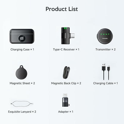 Wireless Lavalier Microphone for iPhone, with AI Noise Reduction – Plug-and-Play Clip-on Mic for iPhone/iPad/Android, Long Battery Life Mini Portable for Vlogging, Live Streaming, Interviews