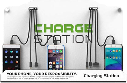 Wall Mounted Cell Phone Charging Station High Speed Cables with 8 Ports Applicable Airport Hospitals Banks Hotel Shopping Malls and Public Places