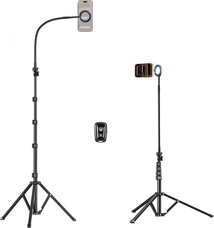 elitehood Magnetic iPhone Tripod Stand with Flexible Gooseneck, Magsafe Phone Stand for Video Recording Filming, Heavy Duty Aluminum Phone Tripod for iPhone 17 Pro Max / 17 Pro / 16 Pro Max