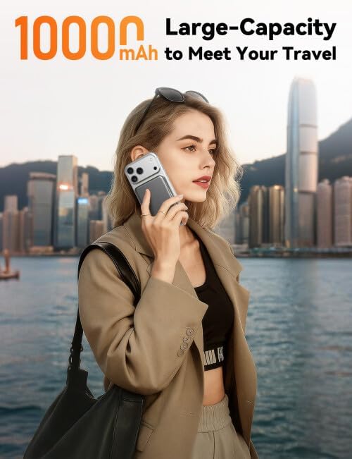 Magnetic Portable Charger, 10000mAh for Magsafe Battery Pack, 20W Fast Charging Power Bank, Travel Essential of Wireless Charger Compatible with iPhone 17/16/15/14/13 Pro/Max/Air/Plus-SpaceGray