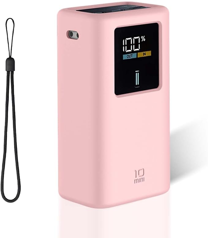 Silicone Case for CUKTECH 10 Mini Power Bank (10000mAh 55W) Full-Body Protective Cover for CUKTECH 10 Mini Portable Charger,Precise Port Cutouts (Case Only) Pink