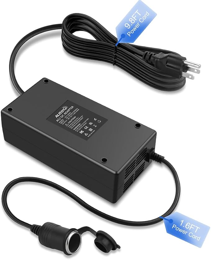 ALITOVE AC to DC Converter 110V to 12V 20.8A 250W(Pro Max) Car Plug to Wall Plug Adapter 120V AC to DC 12 Volt 20A 15A 10A Power Supply Adapter for Car Refrigerator Tire Inflator Vacuum Cleaner