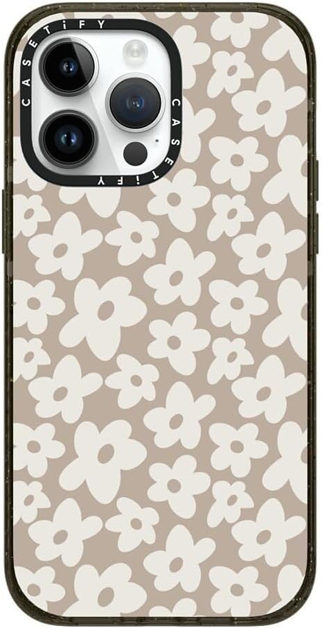 CASETiFY Impact iPhone 14 Pro Max Case [4X Military Grade Drop Tested / 8.2ft Drop Protection/Compatible with Magsafe] - Natural Flower - Clear Black