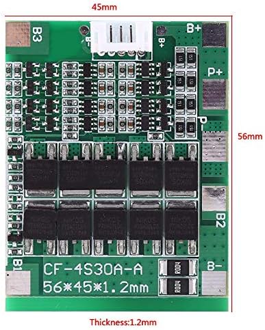 Walfront 18650 Battery PCB Board 4Series 30A 14.8V High Current Balance Protection with Wire Green for Li-ion Lithium Battery Cell
