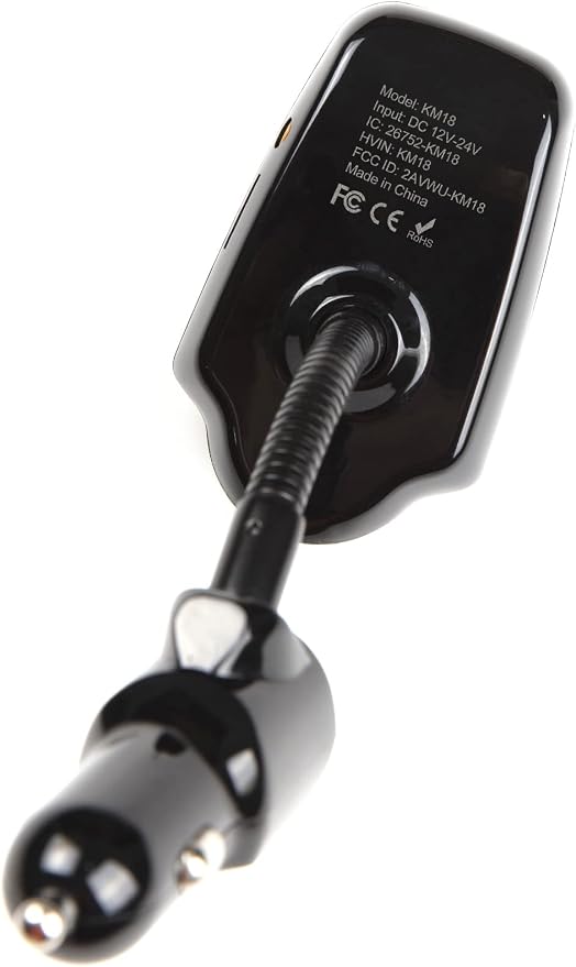 Nulaxy KM18 Bluetooth 5.4 Car Adapter with 1.44" Clear Display & Flexible Gooseneck - FM Radio Transmitter & Bluetooth Receiver for Hands-Free Calls, Wireless Music via BT/FM/AUX/TF, USB Car Charger