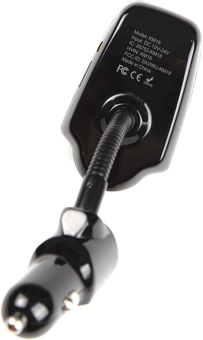 Nulaxy KM18 Bluetooth 5.4 Car Adapter with 1.44" Clear Display & Flexible Gooseneck - FM Radio Transmitter & Bluetooth Receiver for Hands-Free Calls, Wireless Music via BT/FM/AUX/TF, USB Car Charger