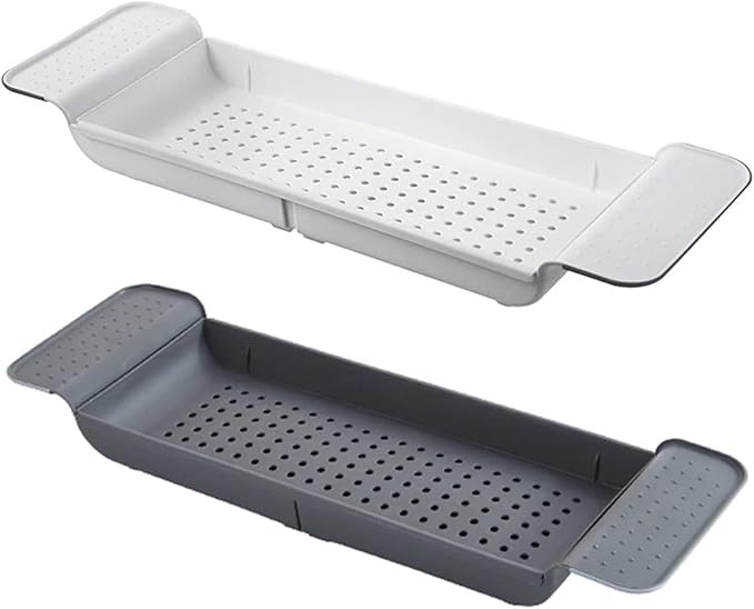 Expandable Bathtub Tray Adjustable Bathtub Storage Shelf Holder For Book Wine Phone Multifunctional Bathroom Tub Rack
