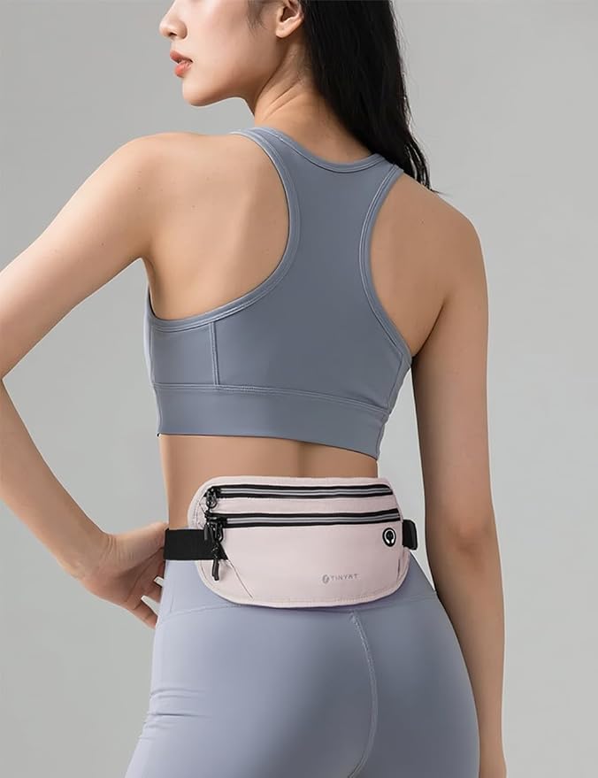 Slim Running Belt for Women Men Runners Fanny Packs With Phone Holder Hidden Pockets Exercise Waist Bag for Marathon Workout