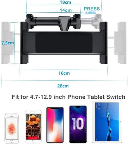 Tablet Holder for Car Headrest, Car Holder for 4.7-13'' Tablet or Phone Holder Back Seat Headrest Mounting Holder for iPad Pro 12.9- Red Buckle