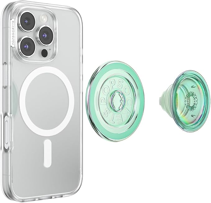 PopSockets Phone Grip for MagSafe, Magnetic Holder, Phone Stand, Green - Iridescent Turq