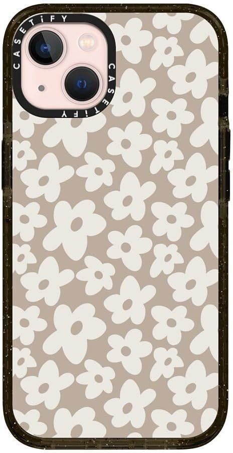 CASETiFY Impact iPhone 13 Case [ 6.6ft Drop Protection/Compatible with Magsafe ] Natural Flower - Clear Black