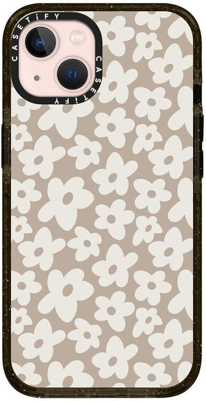 CASETiFY Impact iPhone 13 Case [ 6.6ft Drop Protection/Compatible with Magsafe ] Natural Flower - Clear Black
