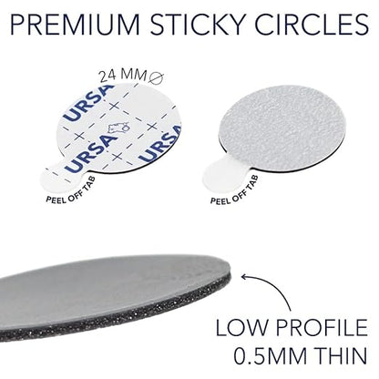 URSA Premium Sticky Circles for Lavalier Microphones, 60 Pack, 24 mm Thin Padded Stickies for Discreet Mic Mounting, Hypoallergenic Adhesive, Reduces Clothing Noise