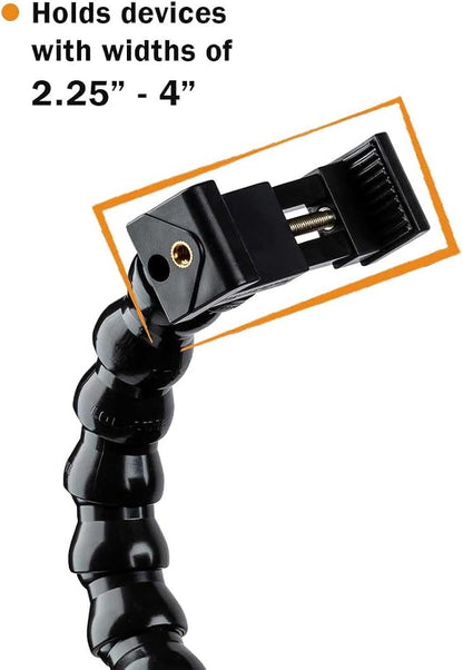 MOGO ModularHose Assistive Technology Phone Holder with Heavy-Duty Spring Clamp (Opens to 2"), 14 Inch Arm