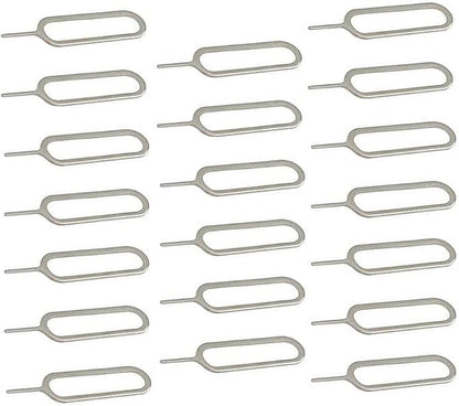 eTECH Collection Sim Card Tray Remover Eject Pin Key Tool for iPhone iPad Samsung Galaxy Smart Phone/Tablet and More (Silver) (20 Pack)