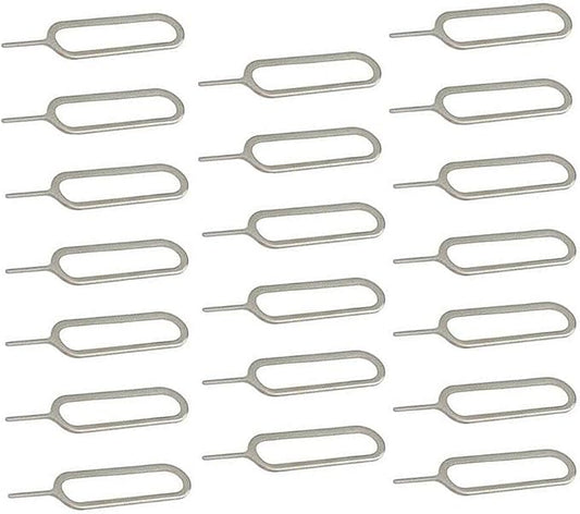 eTECH Collection Sim Card Tray Remover Eject Pin Key Tool for iPhone iPad Samsung Galaxy Smart Phone/Tablet and More (Silver) (20 Pack)