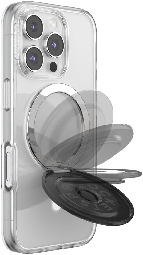 PopSockets Kick-Out Grip for MagSafe, Adjustable Kickstand for Portrait or Landscape, Magnetic Stand, Black - Black