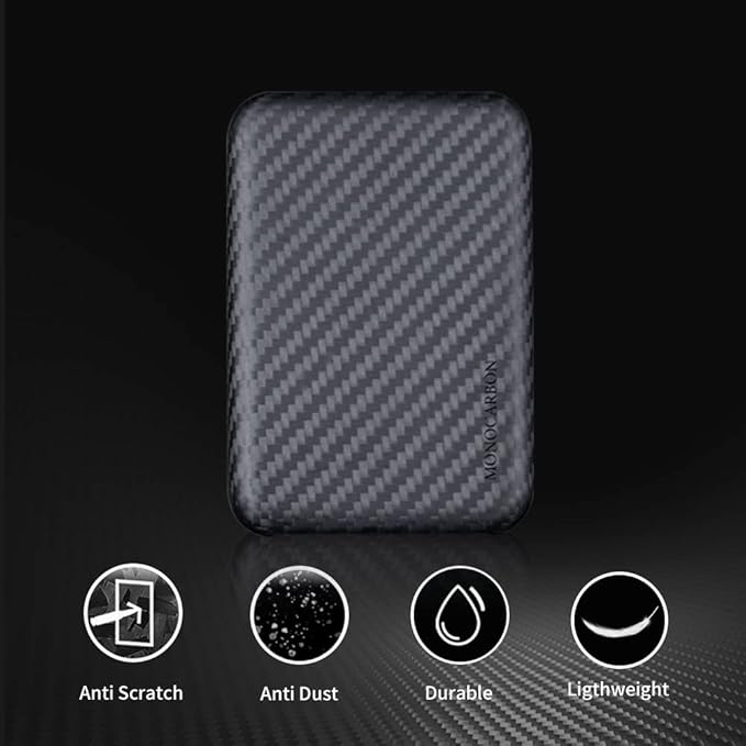 MONOCARBON MagSafe-Battery-Pack-Case, Carbon-Fiber-Battery-Case for iPhone 15 Pro Max, Portable MagSafe Charger Case for iPhone 14, 13, 12 Series, Matte Purple. Matte Finish.