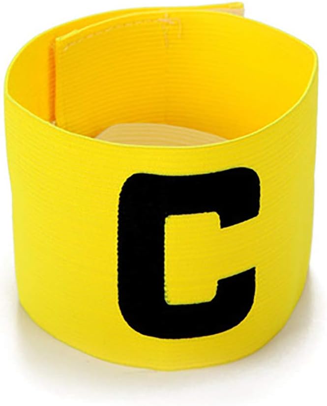 6 Pcs Adjustable Elastic Soccer Captain Armband Arm Bands Football Basketball Player Bands for Youth Adult Yellow